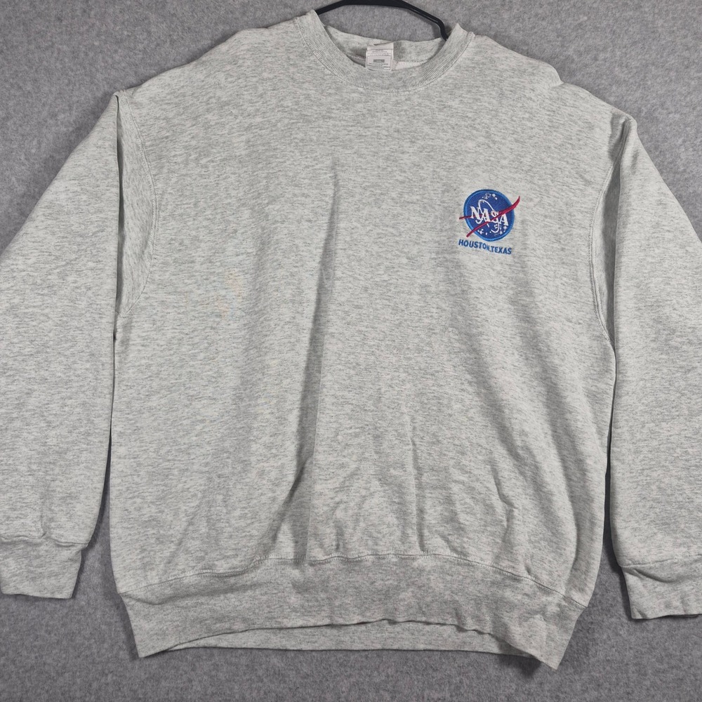 VTG Fruit of the Loom Sweatshirt Mens XXL Gray NASA Houston Texas Logo Pullover